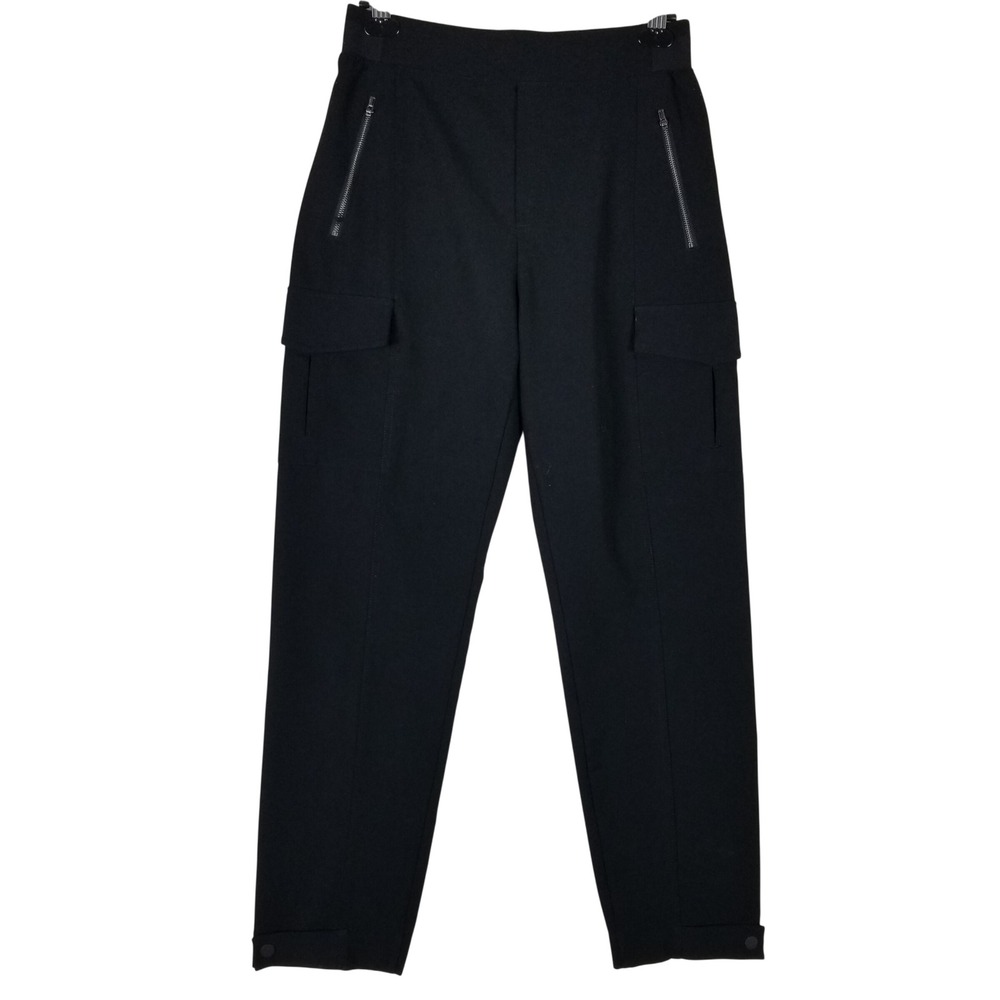 Athleta Cargo Pants Women 8 Black High Rise Tapered Zip Pocket Stretch Techwear